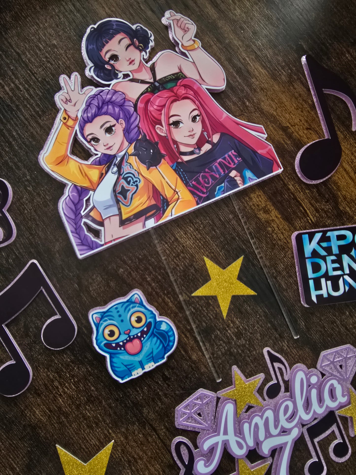 Personalised Pop Idol Cake Topper Set – Custom Name & Age Music Birthday Decoration – Pop Star Party Cake Decor