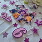 Pop Star Girl Cake Topper Set - Personalised Name & Age - Music Birthday Cake Decorations