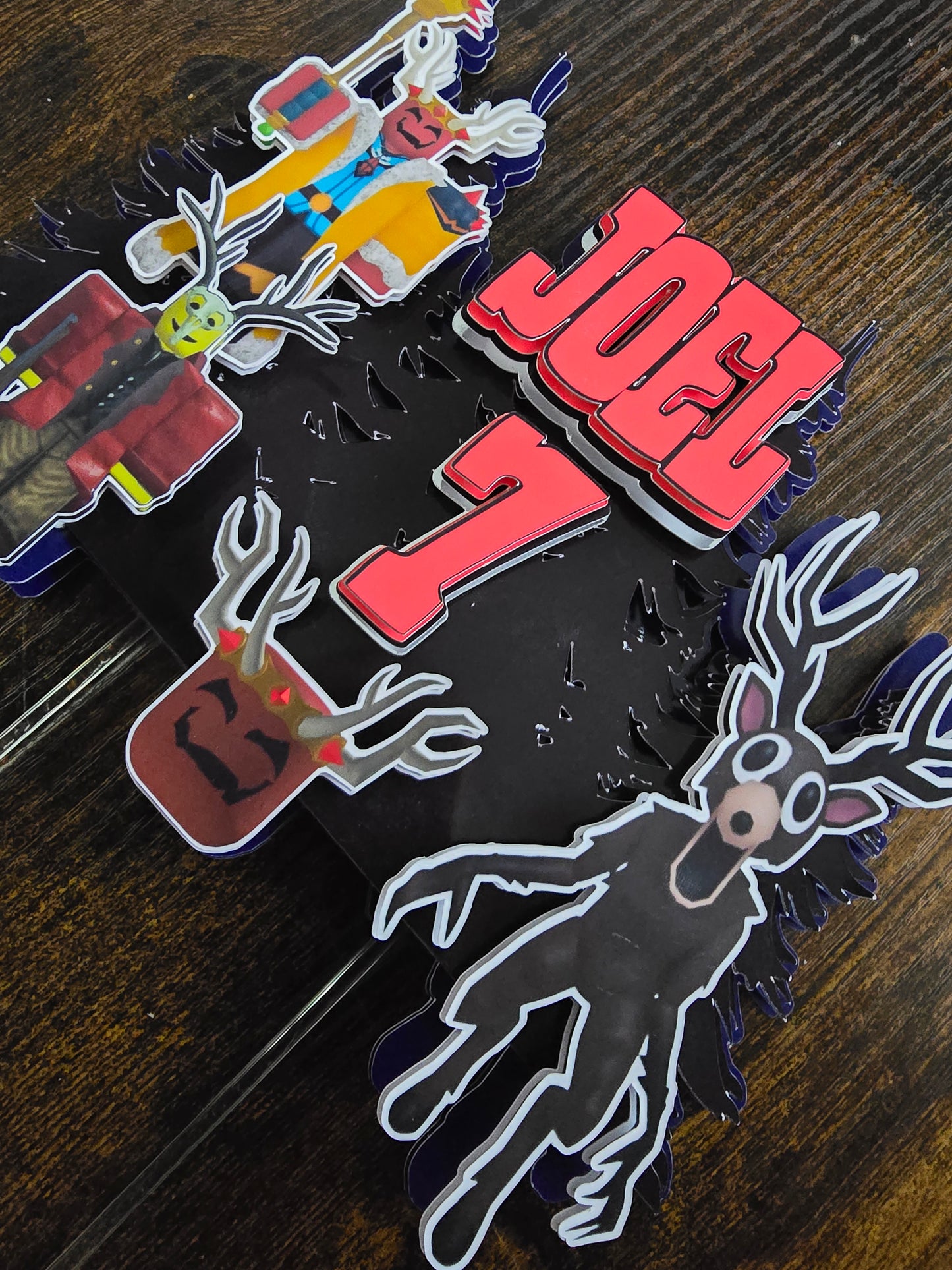Creepy Woodland Cake Topper - Personalised Name & Age - Horror Style Birthday Cake Decorations