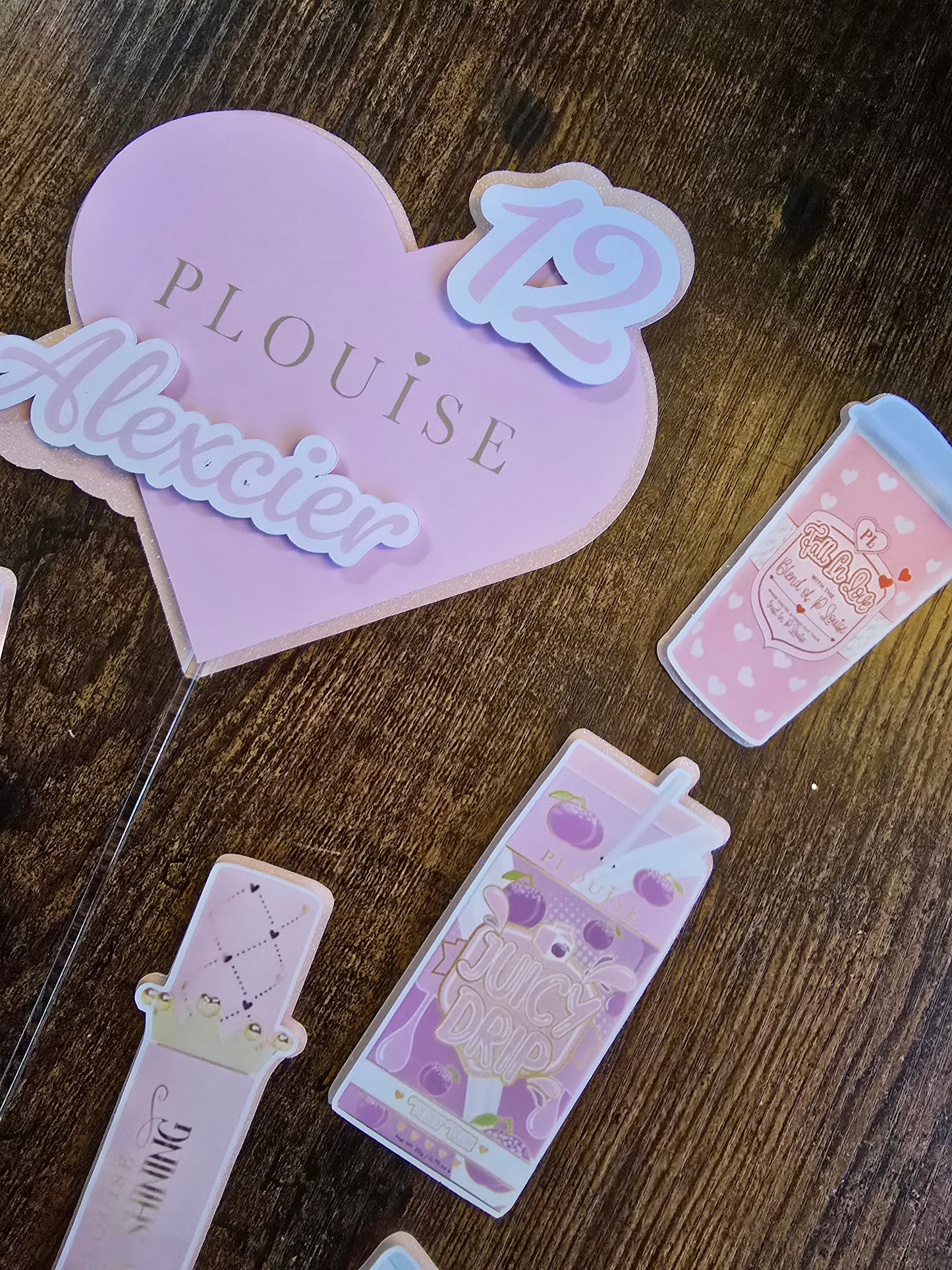 Glam Girl Cake Topper Set - Personalised Name & Age - Makeup Theme Birthday Cake Decorations