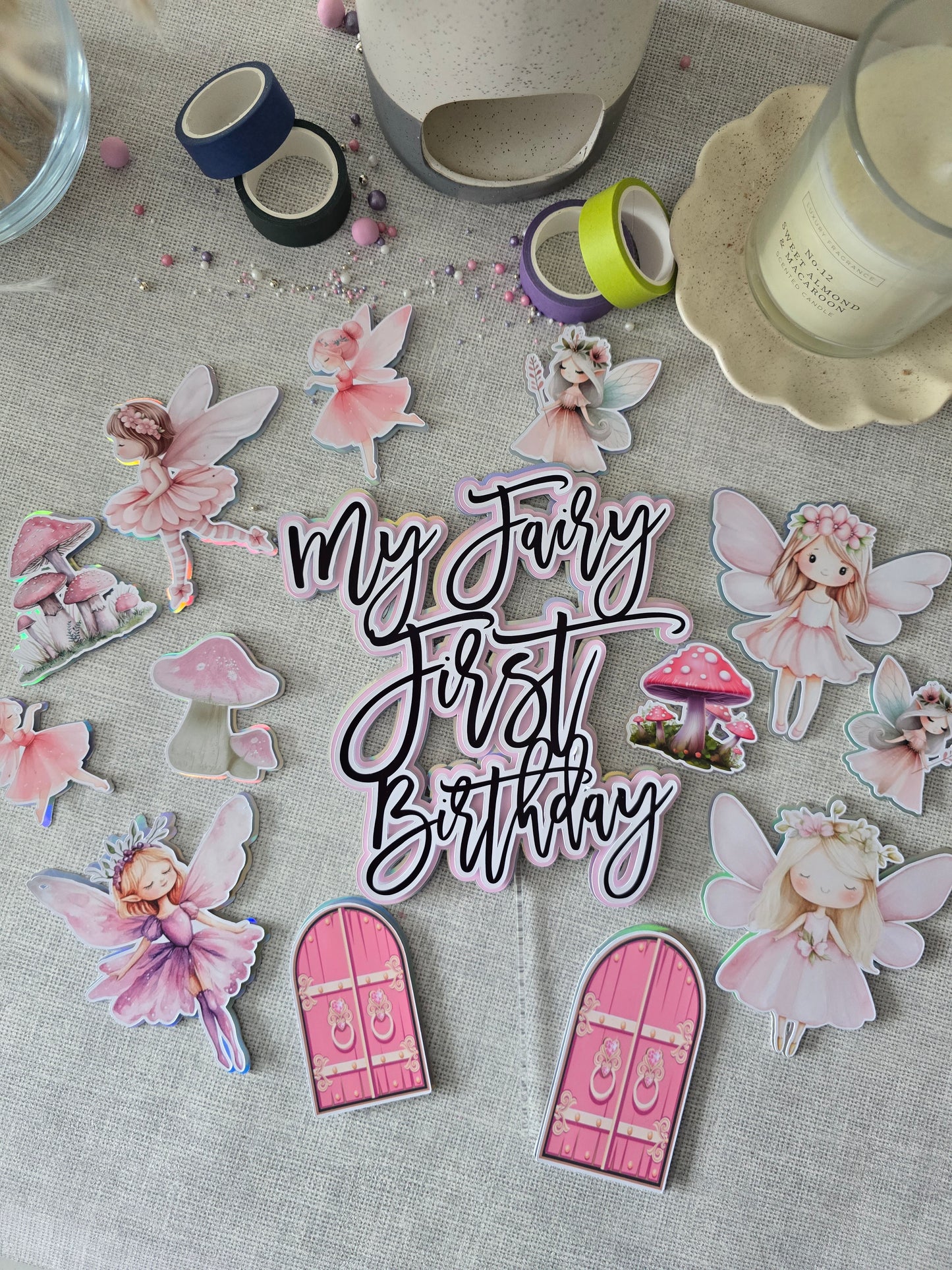 Fairy Cake Topper Set – My Fairy First Birthday Cake Decorations – Pink Fairy Party Cake Toppers – Fairy Theme Birthday