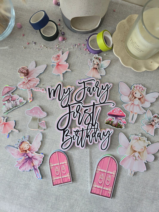 Fairy Cake Topper Set – My Fairy First Birthday Cake Decorations – Pink Fairy Party Cake Toppers – Fairy Theme Birthday