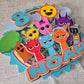 Personalised Colourful Cartoon Cake Topper – Custom Name & Age Birthday Cake Decoration – Rainbow Character Theme