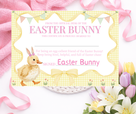 Personalised Easter Bunny Certificate Duck