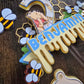 Personalised Honey Bear Cake Topper Set – Custom Name & Age Birthday Decoration – Bee Theme Party