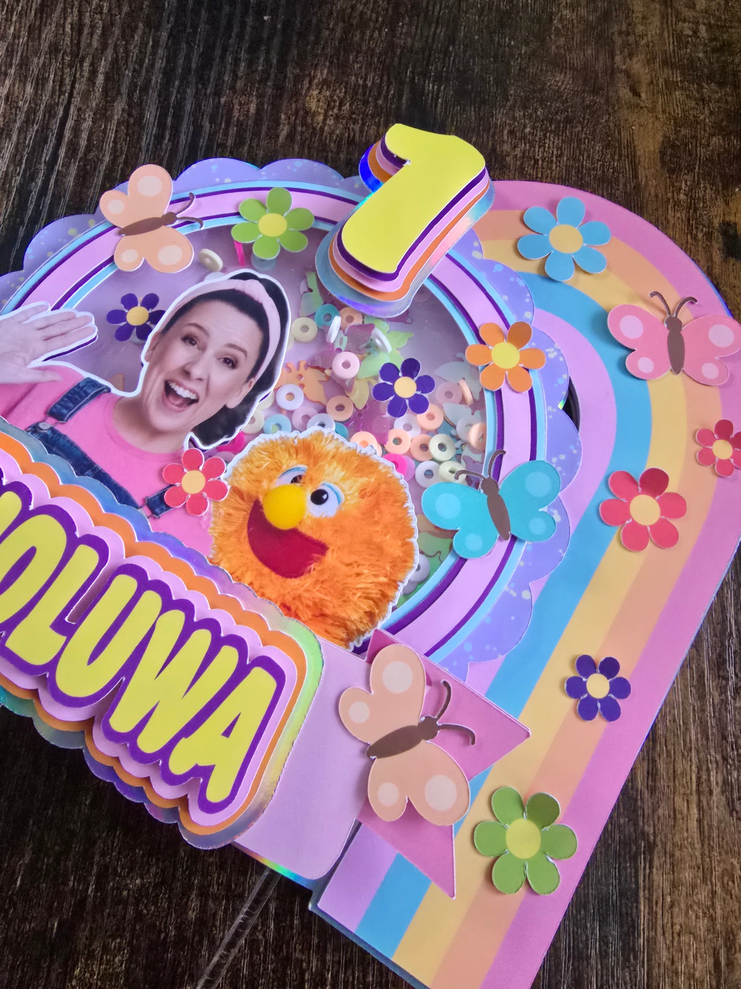 Personalised Ms Rachel Cake Topper – Rainbow 1st Birthday Cake Topper – Custom Name Birthday Cake Decoration