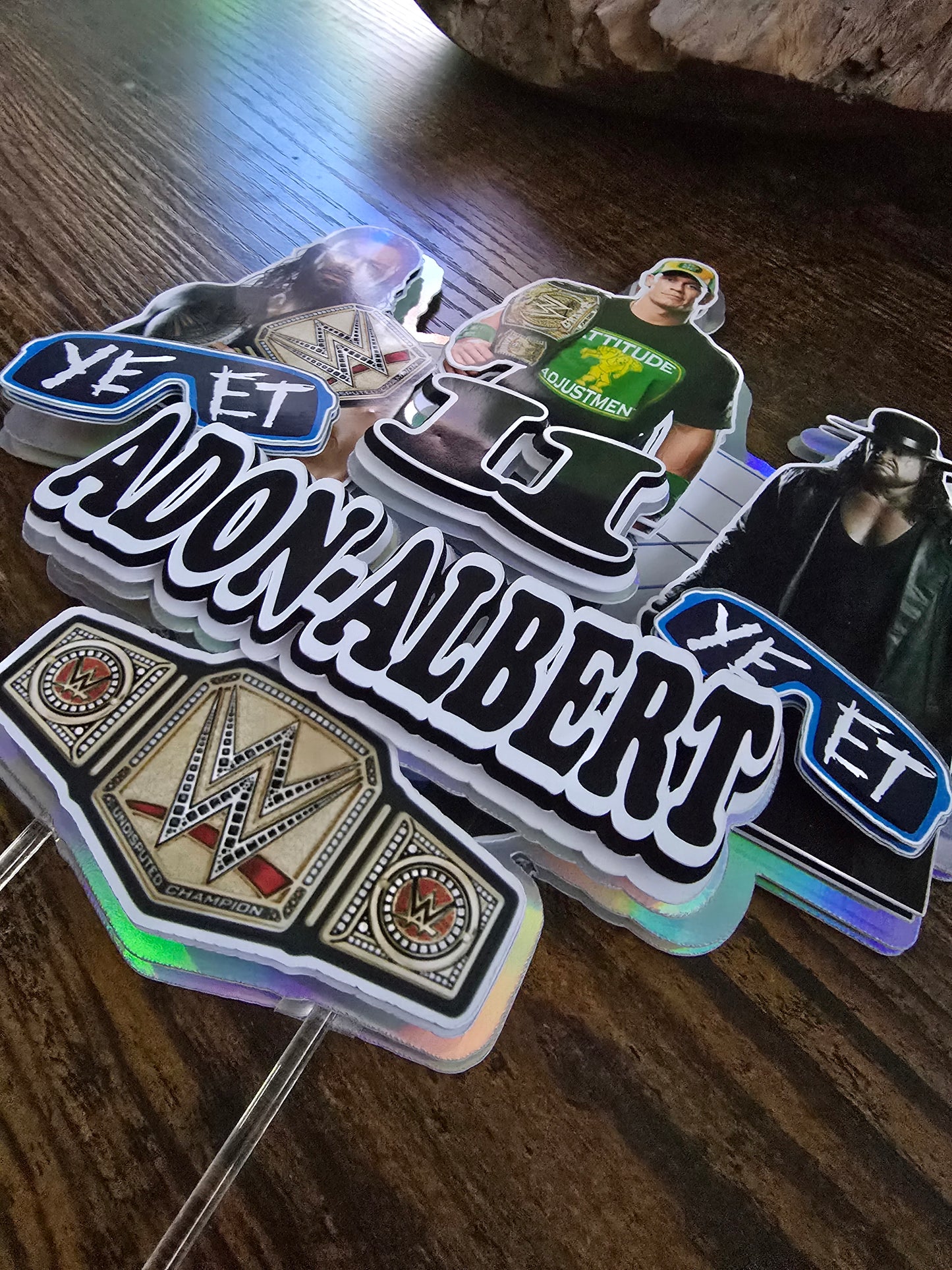 Personalised Wrestling Birthday Cake Topper – Custom Name & Age Champion Theme Decoration – Wrestling Party Cake Decor