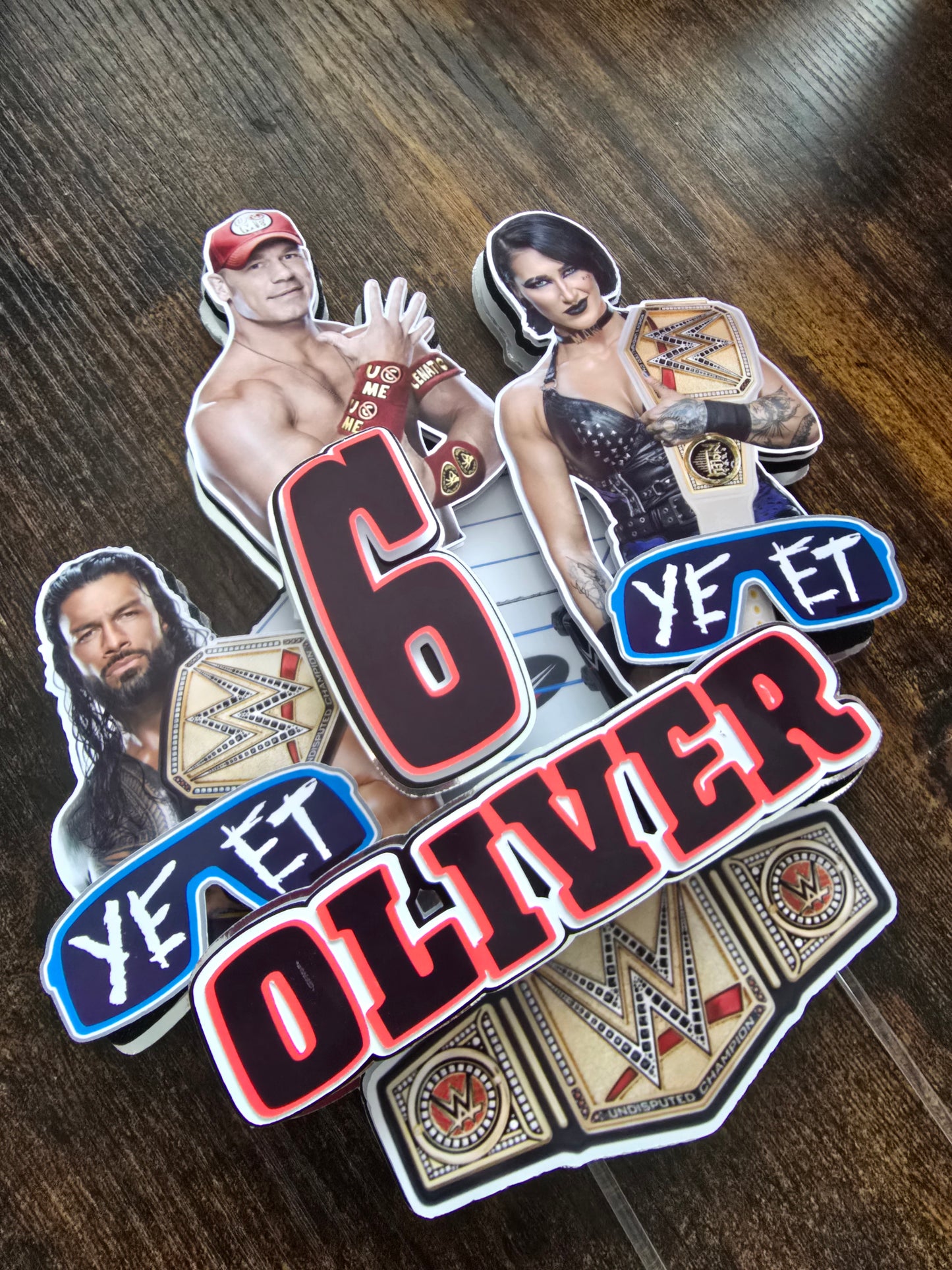 Personalised Wrestling Birthday Cake Topper – Custom Name & Age Champion Theme Decoration – Wrestling Party Cake Decor