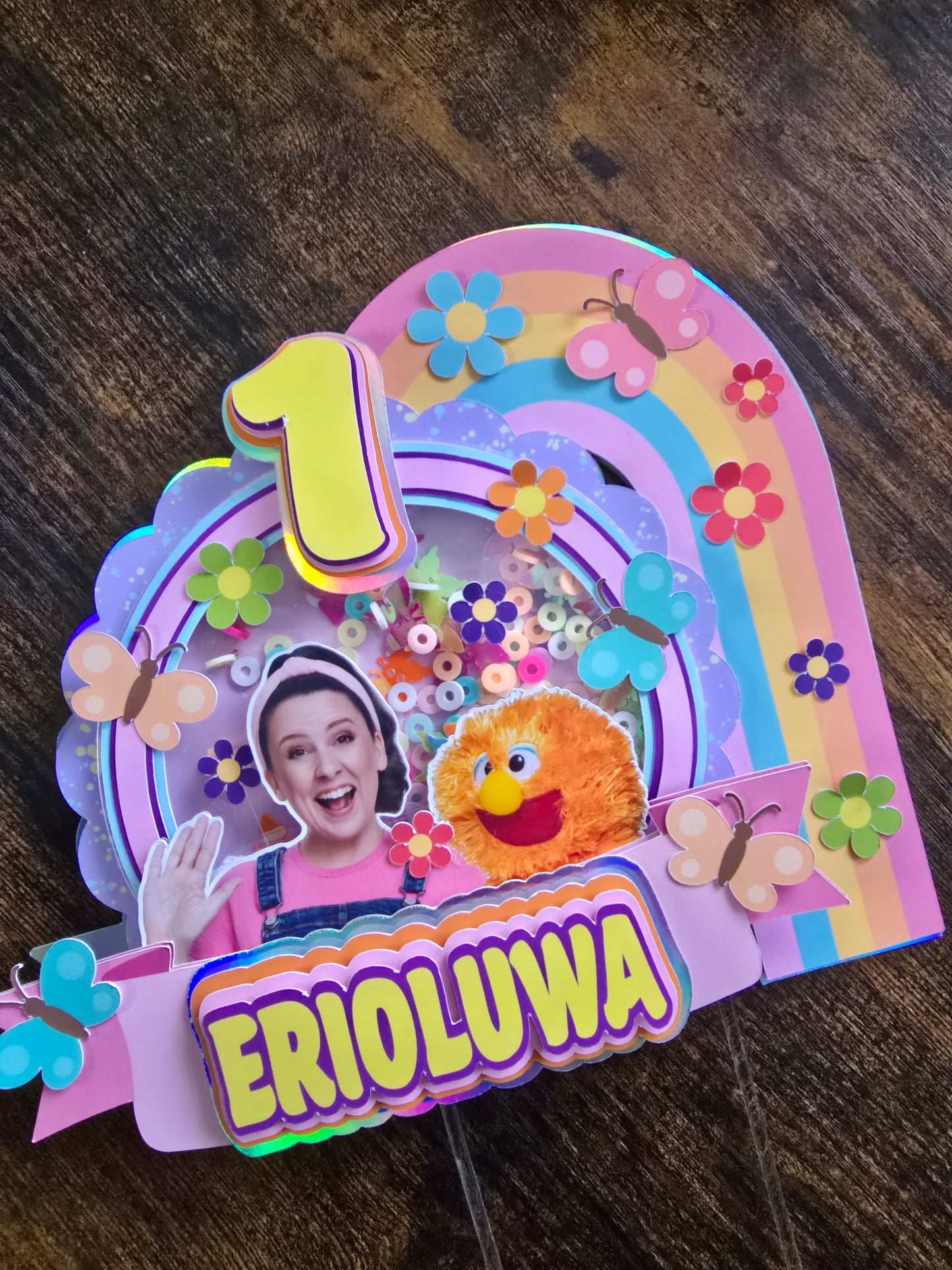 Personalised Ms Rachel Cake Topper – Rainbow 1st Birthday Cake Topper – Custom Name Birthday Cake Decoration