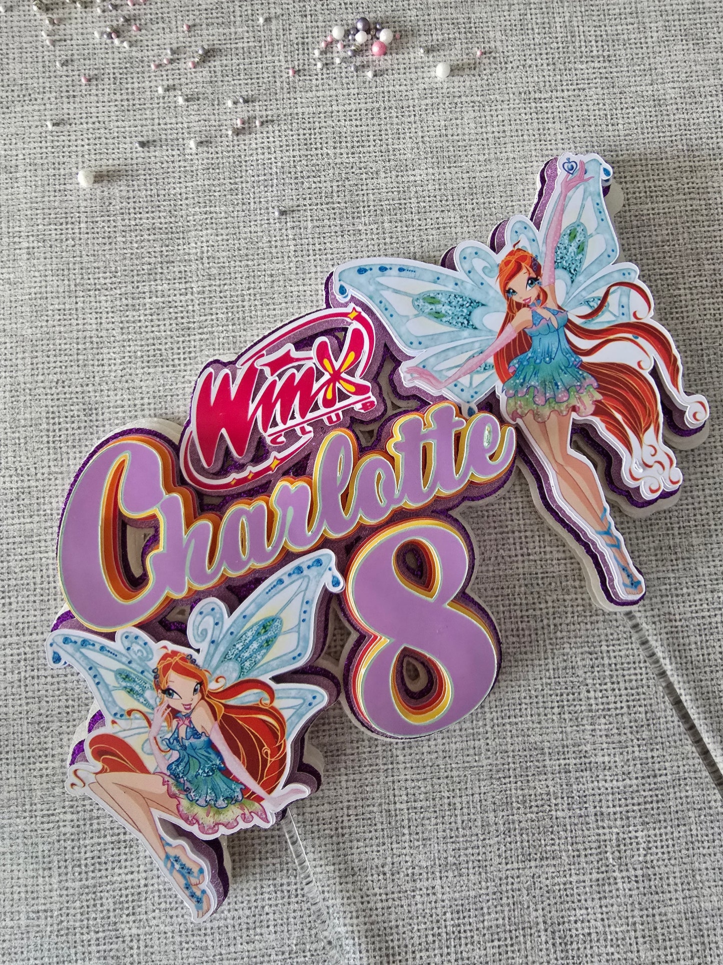 Personalised Fairy Birthday Cake Topper – Custom Name & Age Magical Fairy Party Decoration – Girls Birthday Cake Decor