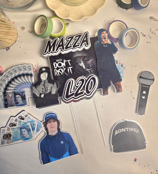 Personalised Rap Music Birthday Cake Topper Set – Hip Hop Theme Cake Decorations – Custom Name & Age Cake Topper