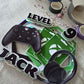 Personalised Gaming Cake Topper – Green Gamer Birthday Cake Decoration – Custom Name & Age – Gaming Party Theme