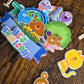 Colourful Cartoon Animal Cake Topper Set - Personalised Name & Age - Kids First Birthday Cake Decorations