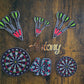 Personalised Darts Cake Topper Set – Custom Name & Age Dartboard Birthday Cake Decorations – Darts Theme Party Cake Toppers