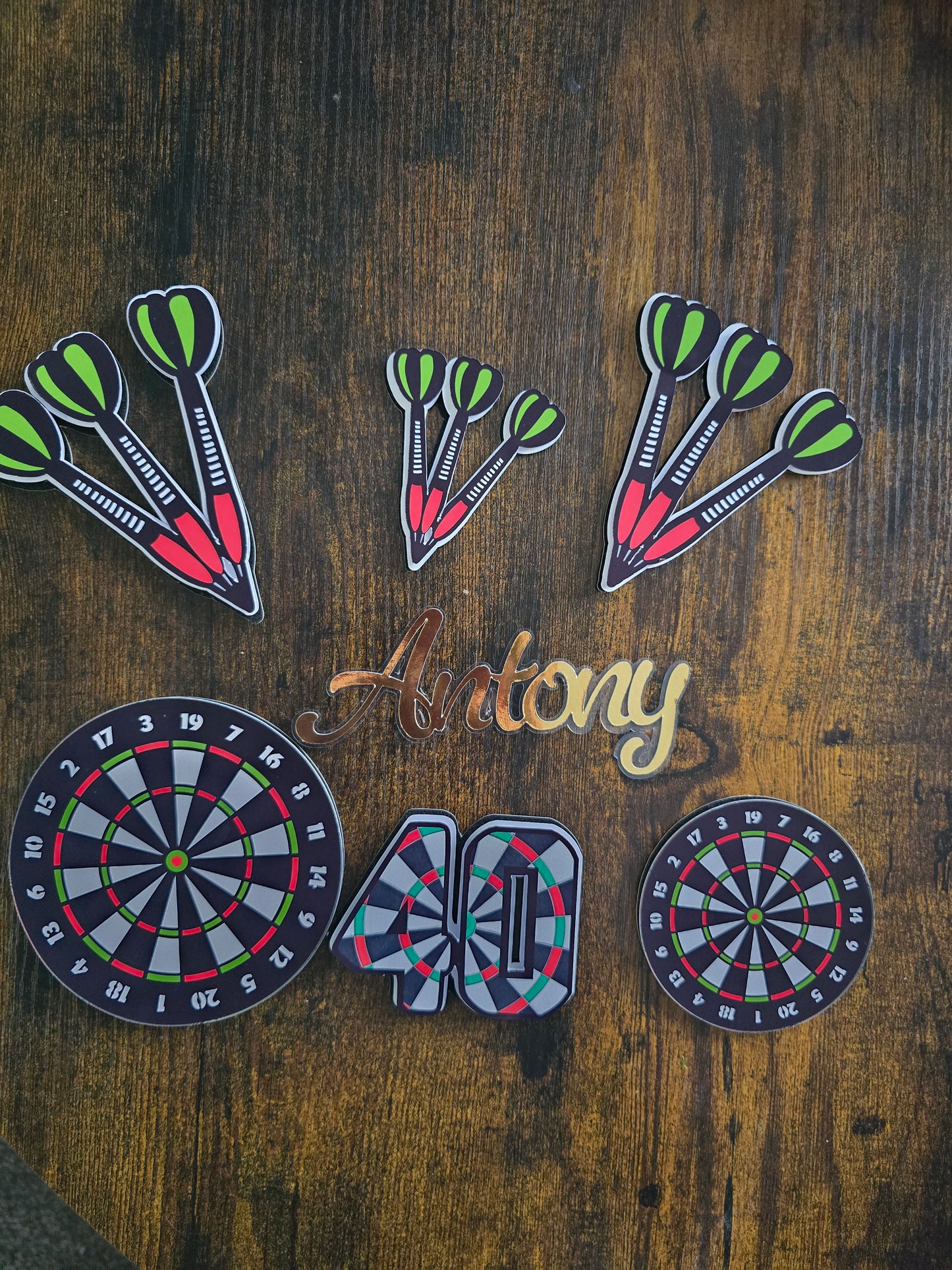Personalised Darts Cake Topper Set – Custom Name & Age Dartboard Birthday Cake Decorations – Darts Theme Party Cake Toppers