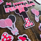 Pink Mouse Inspired Cake Topper Set – Personalised Girls Birthday Cake Decorations – Polka Dot Birthday Cake Topper