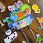 Colourful Cartoon Animal Cake Topper Set - Personalised Name & Age - Kids First Birthday Cake Decorations