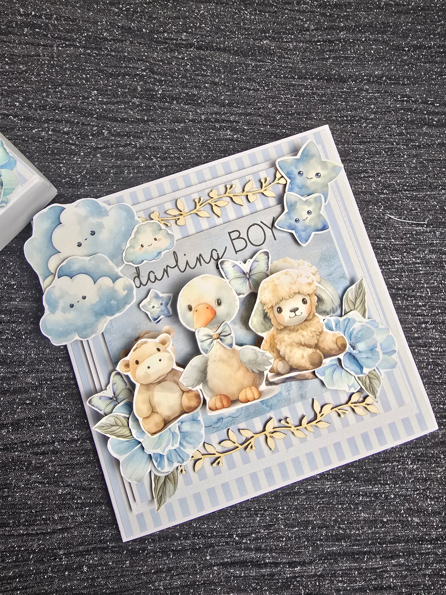 Personalised Baby Card in a Box – Name & Age / New Baby Keepsake Card