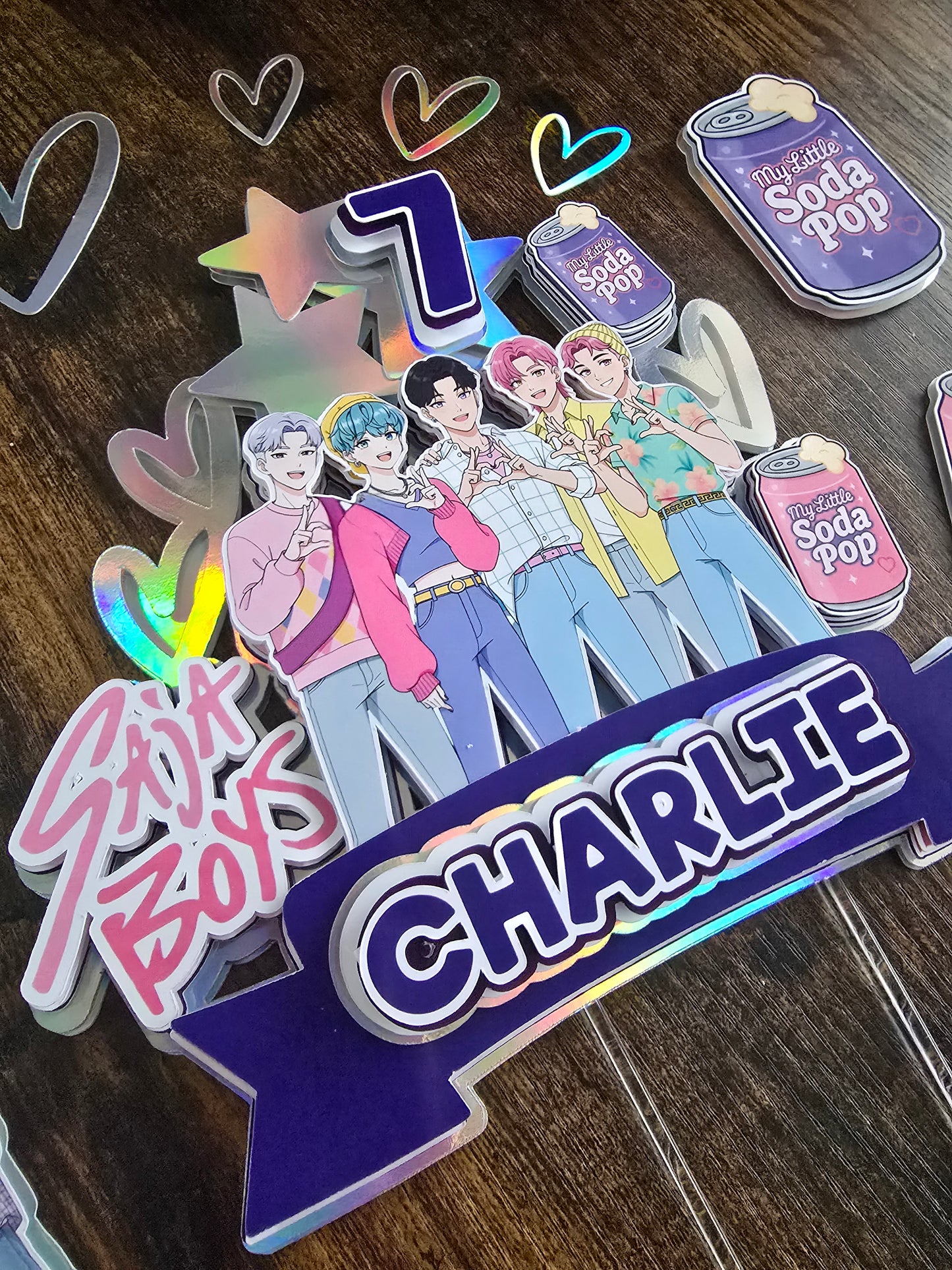 K-Pop Style Cake Topper Set - Personalised Name & Age - Music Idol Birthday Cake Decorations