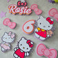 Personalised Cute Kitty Cake Topper Set – Pink Bow Birthday Cake Decorations – Custom Name & Age – Cartoon Kitty Theme