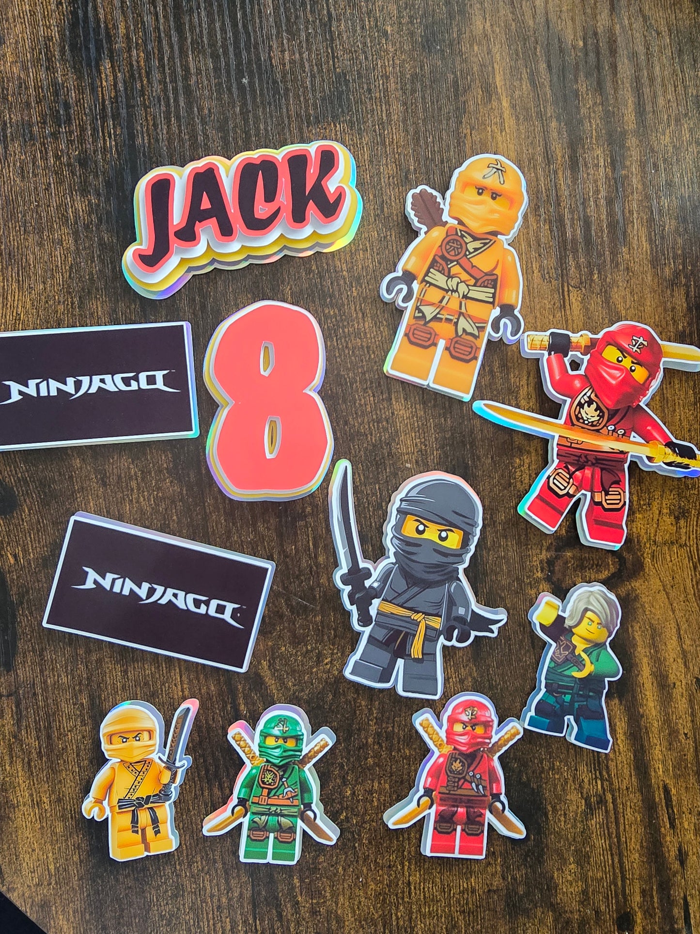 Personalised Ninja Warrior Cake Topper Set – Custom Name & Age Birthday Cake Decorations – Ninja Theme Party Cake Toppers
