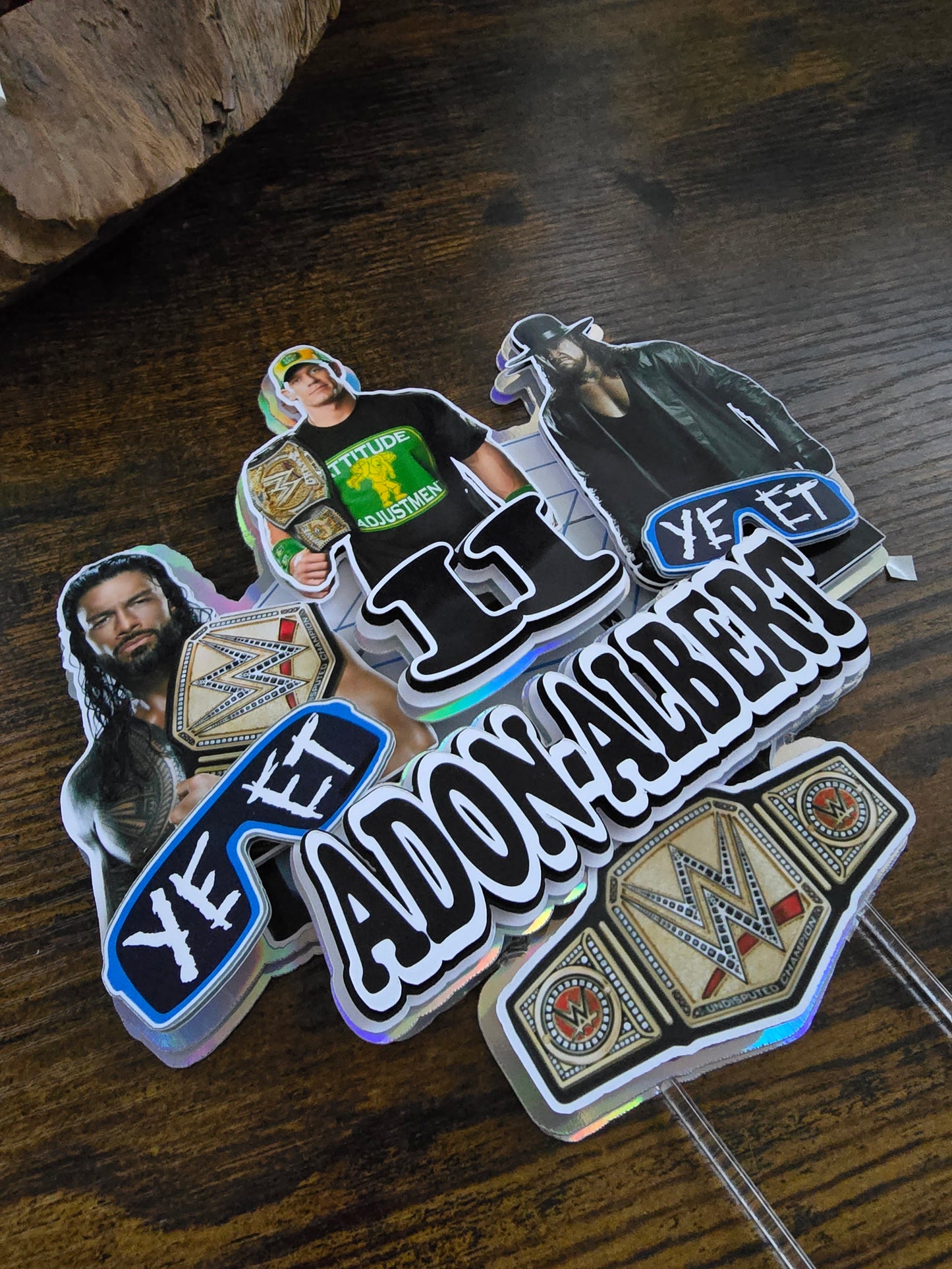 Personalised Wrestling Birthday Cake Topper – Custom Name & Age Champion Theme Decoration – Wrestling Party Cake Decor
