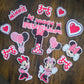 Pink Mouse Inspired Cake Topper Set – Personalised Girls Birthday Cake Decorations – Polka Dot Birthday Cake Topper
