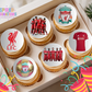 Red Football Edible Cupcake Toppers – 12 Soccer Cupcake Decorations – Icing Sheet or Rice Paper Edible Cake Toppers