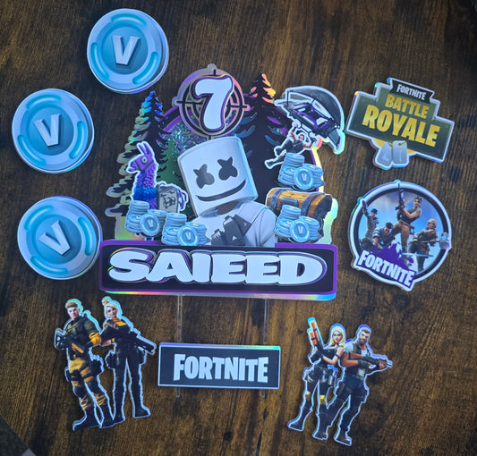 Battle Royale Inspired Cake Topper Set – Personalised Gamer Birthday Cake Decorations – Gaming Theme Cake Topper