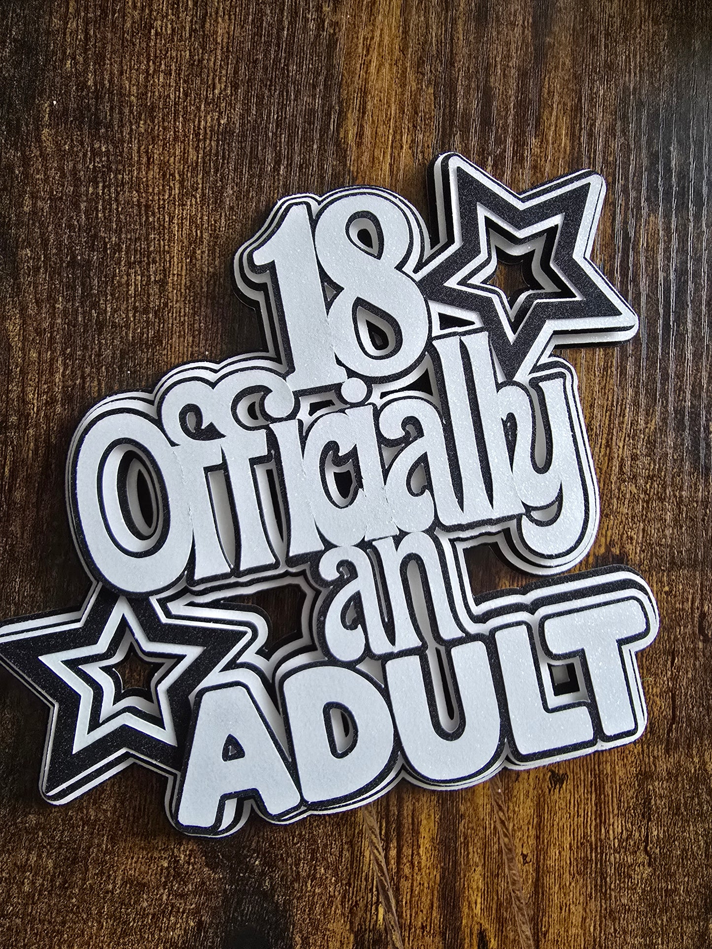 18 Officially an Adult Cake Topper – 18th Birthday Cake Decoration – Silver 18th Birthday Cake Topper