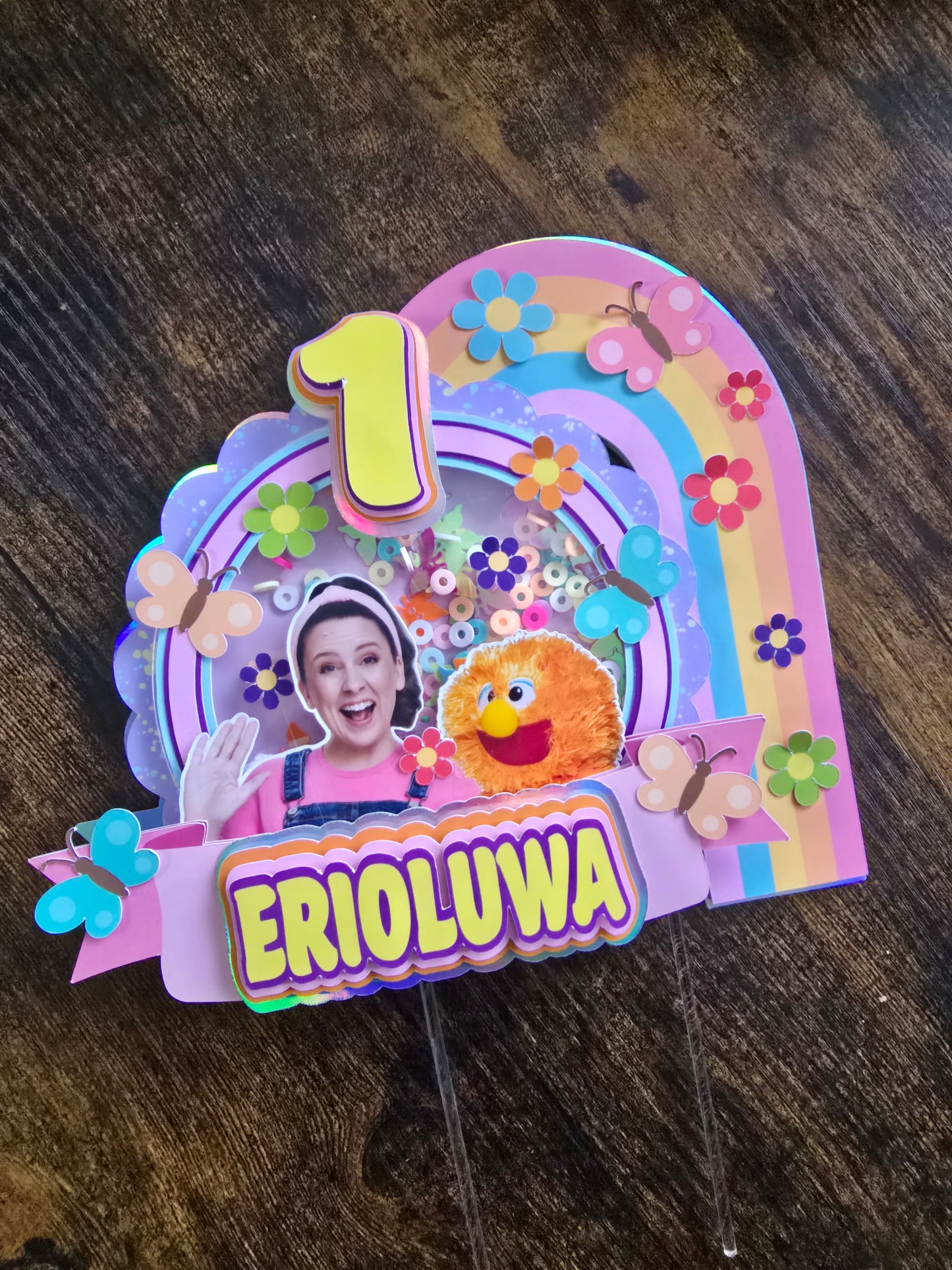 Personalised Ms Rachel Cake Topper – Rainbow 1st Birthday Cake Topper – Custom Name Birthday Cake Decoration