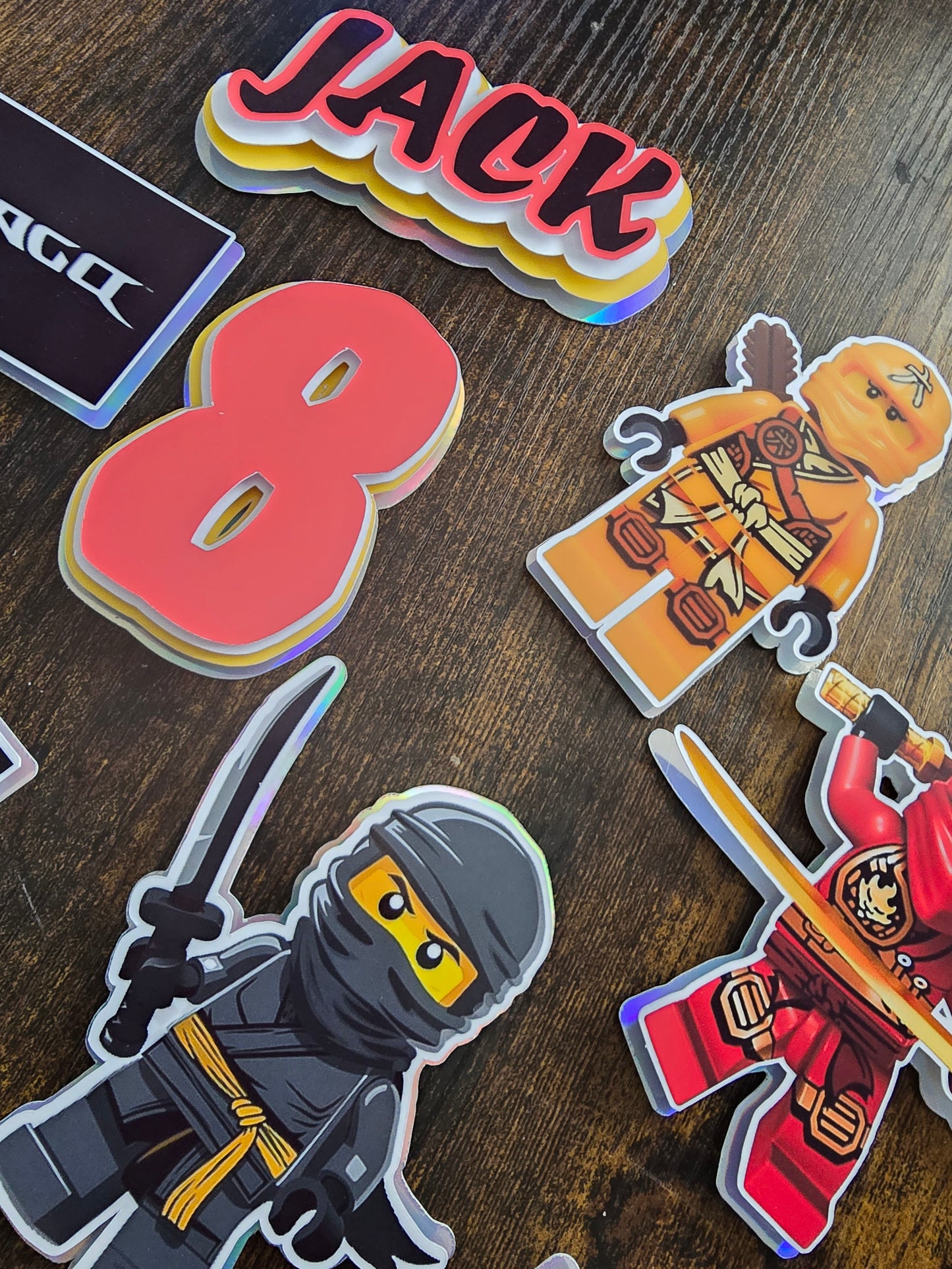 Personalised Ninja Warrior Cake Topper Set – Custom Name & Age Birthday Cake Decorations – Ninja Theme Party Cake Toppers