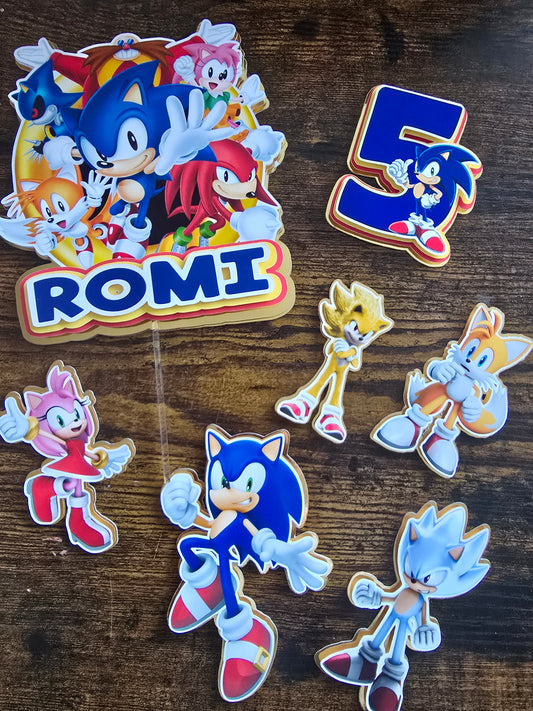 Personalised Speed Hero Cake Topper Set – Custom Name & Age Birthday Cake Decorations – Blue Speed Character Theme