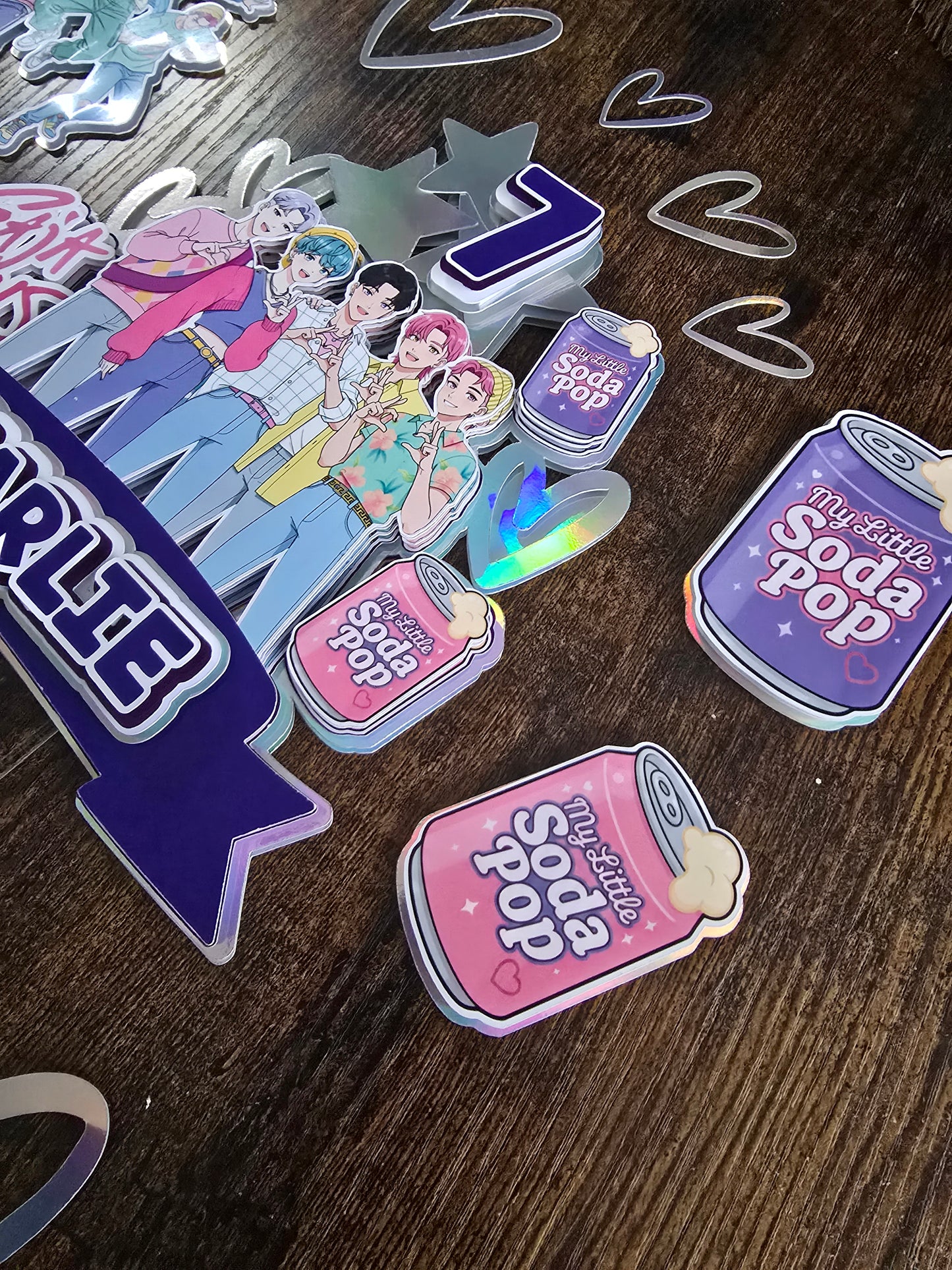 K-Pop Style Cake Topper Set - Personalised Name & Age - Music Idol Birthday Cake Decorations