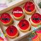 Superhero Edible Cupcake Toppers – 12 Red Hero Cupcake Decorations – Icing Sheet or Rice Paper Edible Cake Toppers