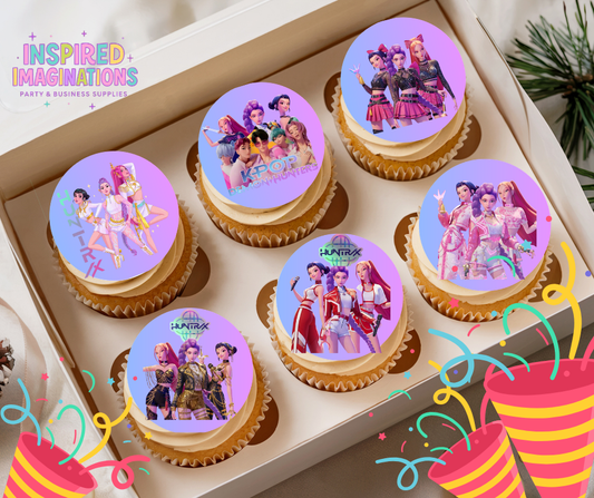 K-Pop Demon Hunters Edible Cupcake Toppers – 12 Personalised Cupcake Toppers – Icing or Rice Paper Cake Decorations