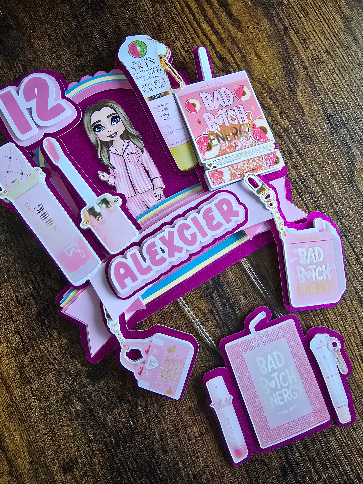 Pamper Party Cake Topper Set - Personalised Name & Age - Sleepover Birthday Cake Decorations