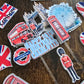Personalised London Birthday Cake Topper Set – Custom Name & Age UK Theme Decorations – London Party Cake Decor
