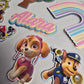 Pastel Rainbow Puppy Cake Topper Set – Personalised Kids Birthday Cake Decorations – Rainbow Theme Party Topper