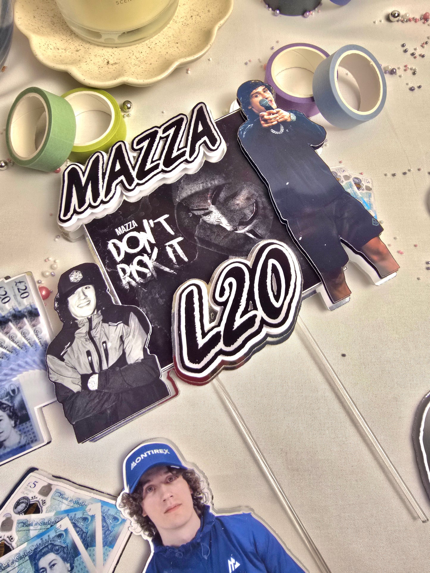 Personalised Rap Music Birthday Cake Topper Set – Hip Hop Theme Cake Decorations – Custom Name & Age Cake Topper