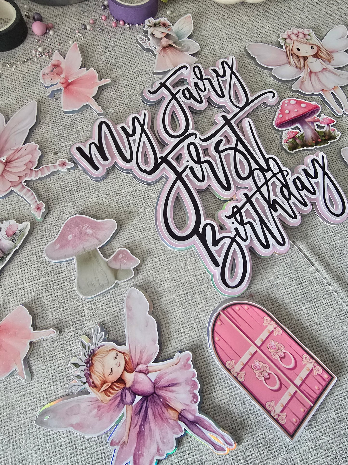 Fairy Cake Topper Set – My Fairy First Birthday Cake Decorations – Pink Fairy Party Cake Toppers – Fairy Theme Birthday