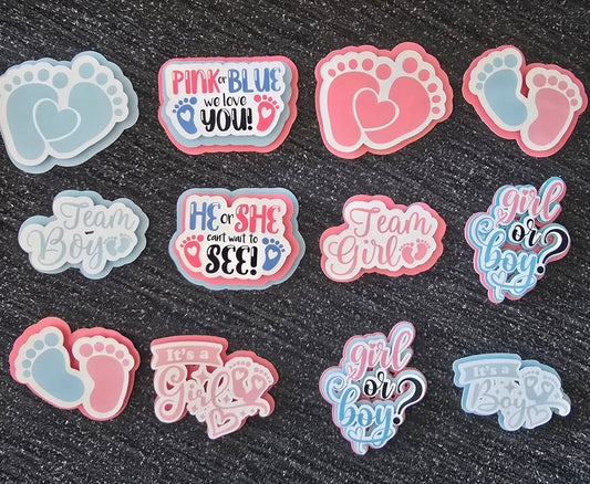 Gender Reveal Cupcake Topper Set 💙🩷👶