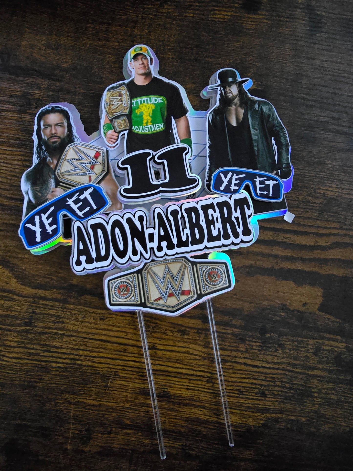 Personalised Wrestling Birthday Cake Topper – Custom Name & Age Champion Theme Decoration – Wrestling Party Cake Decor