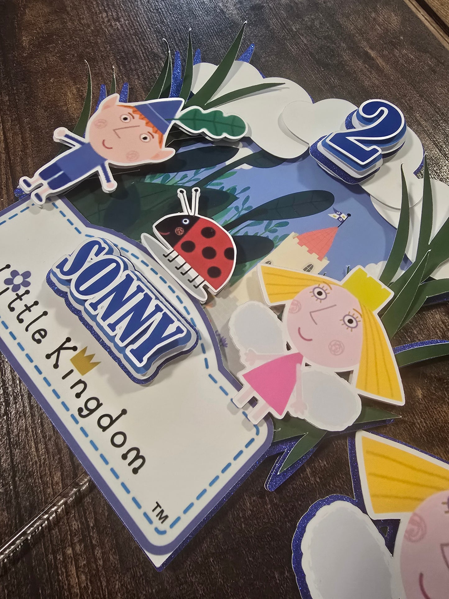 Magical Garden Birthday Cake Topper Set - Personalised Name & Age - Kids Fairy Garden Party Decorations