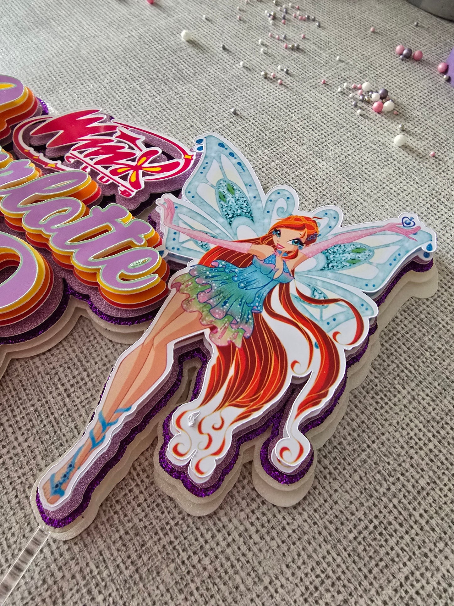 Personalised Fairy Birthday Cake Topper – Custom Name & Age Magical Fairy Party Decoration – Girls Birthday Cake Decor