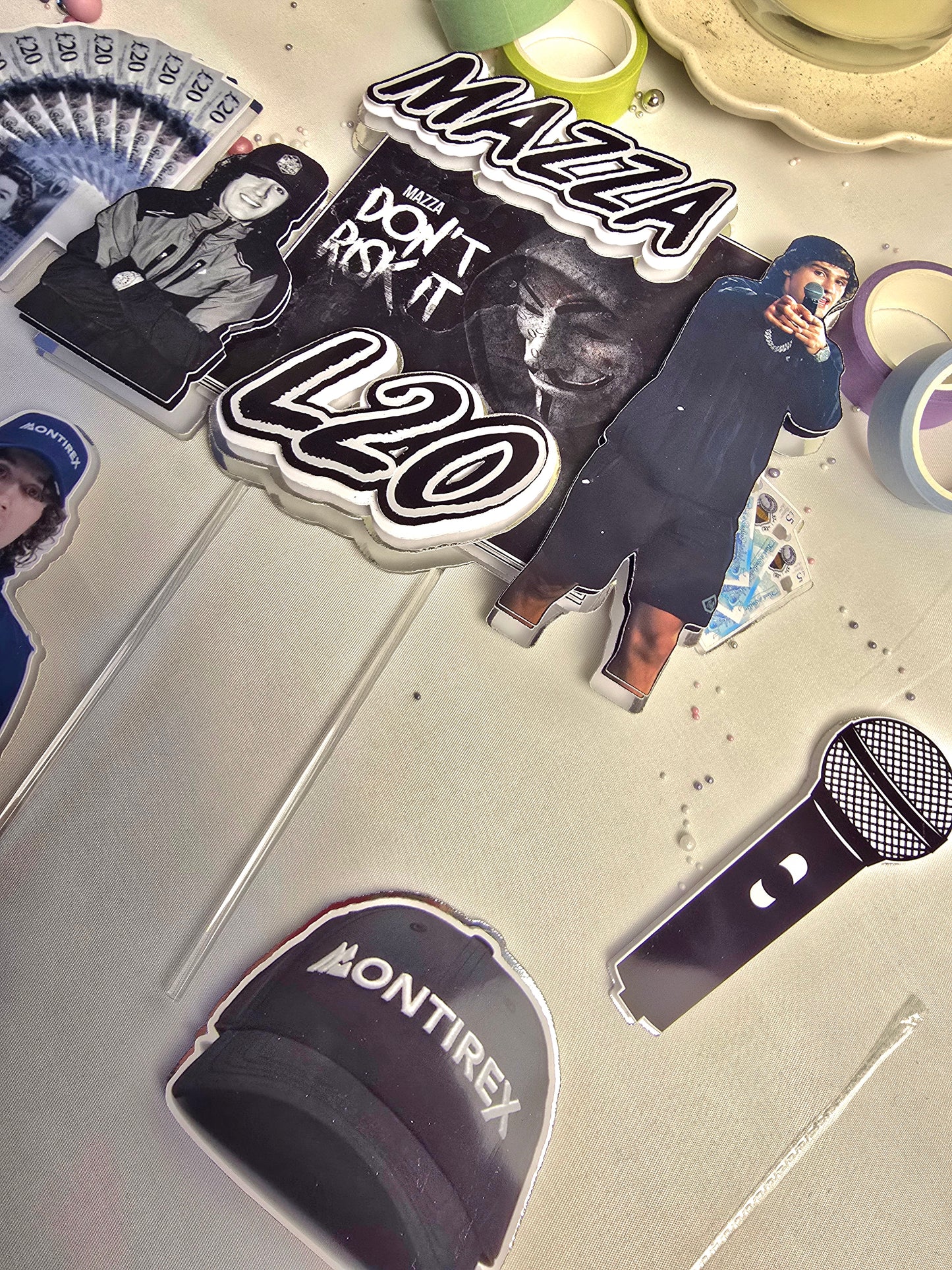 Personalised Rap Music Birthday Cake Topper Set – Hip Hop Theme Cake Decorations – Custom Name & Age Cake Topper