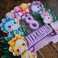Pastel Dinosaur Birthday Cake Topper - Personalised Name & Age - Cute Dino Party Decorations
