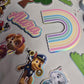 Pastel Rainbow Puppy Cake Topper Set – Personalised Kids Birthday Cake Decorations – Rainbow Theme Party Topper