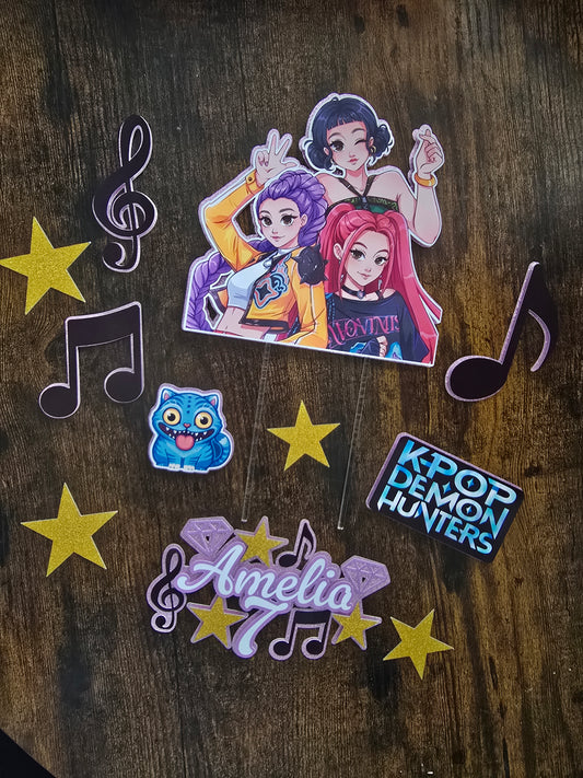 Personalised Pop Idol Cake Topper Set – Custom Name & Age Music Birthday Decoration – Pop Star Party Cake Decor