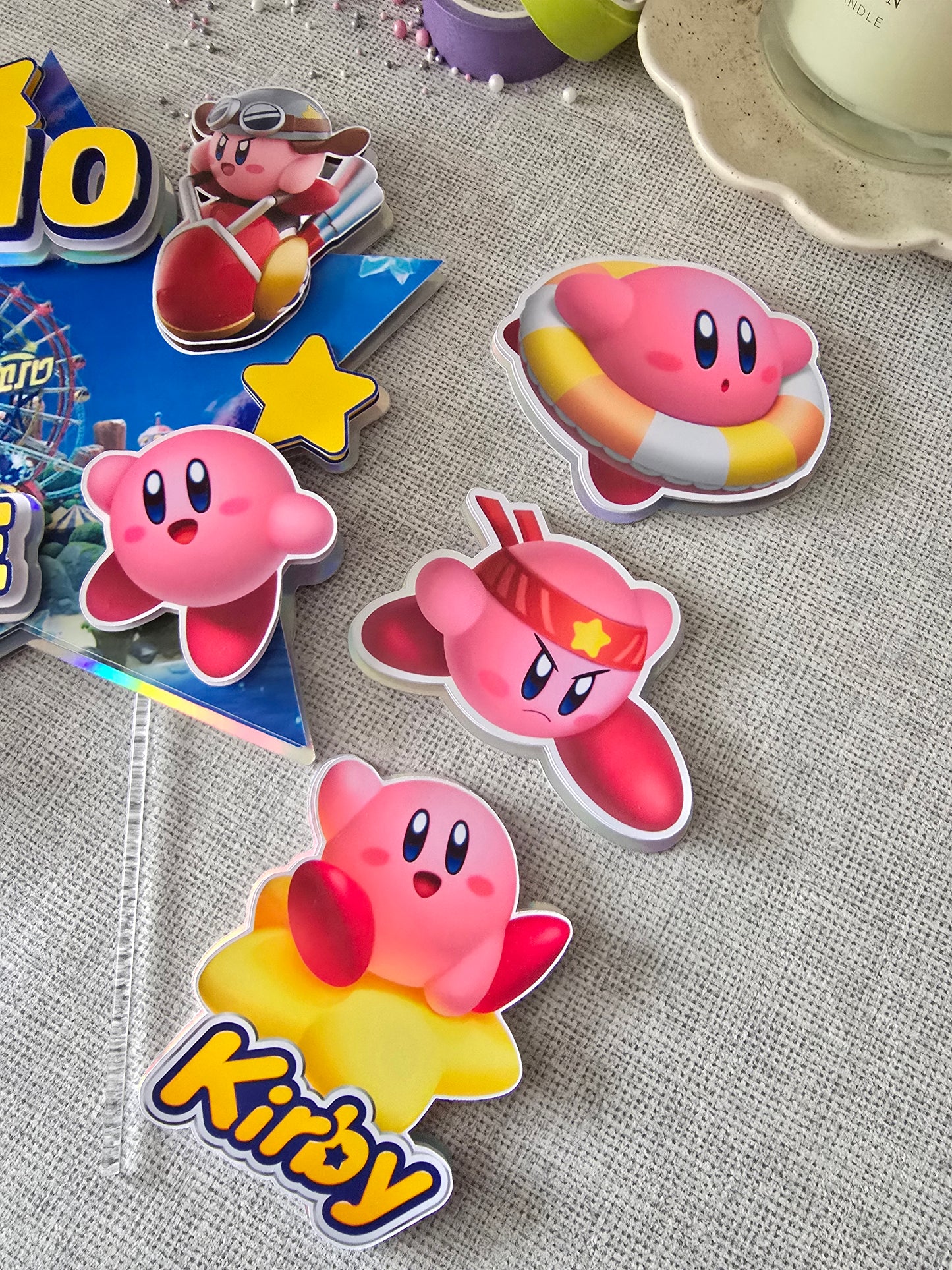Personalised Pink Game Character Cake Topper Set – Custom Name & Age Birthday Cake Decorations – Star Gaming Theme